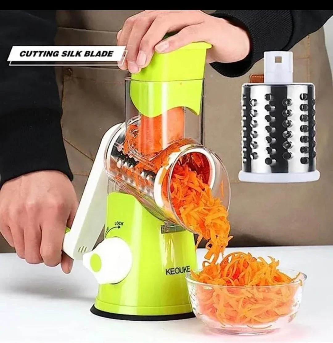 Manual Kitchen Grater with 3 Stainless Steel Blades – Multi-Function Vegetable Slicer