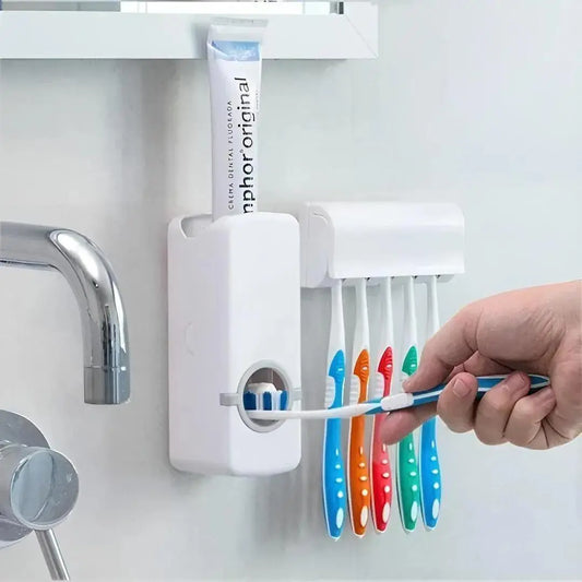 Automatic Toothpaste Dispenser & Toothbrush Holder Set
