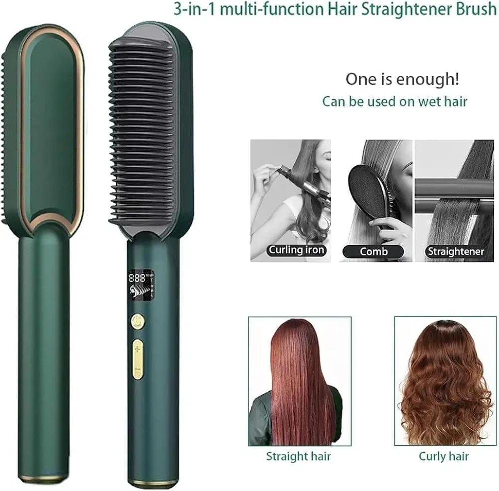 Green Hair Straightening & Styling Comb – Salon Quality