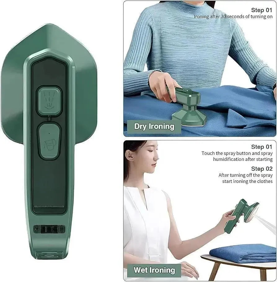 Portable 2-in-1 Steam Iron for Clothes – Dry & Steam Ironing