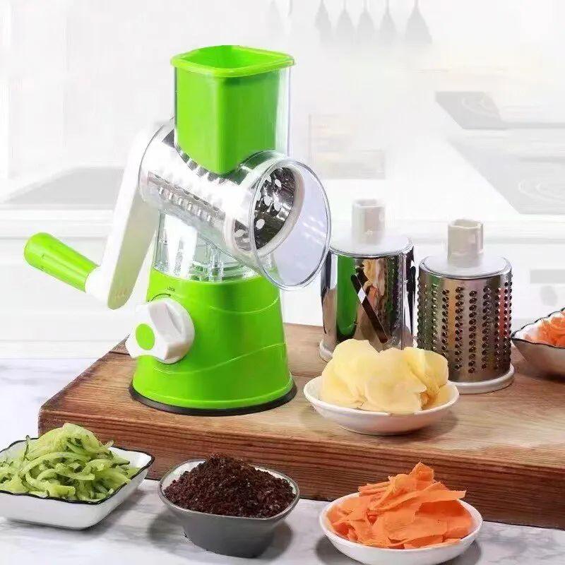 Manual Kitchen Grater with 3 Stainless Steel Blades – Multi-Function Vegetable Slicer