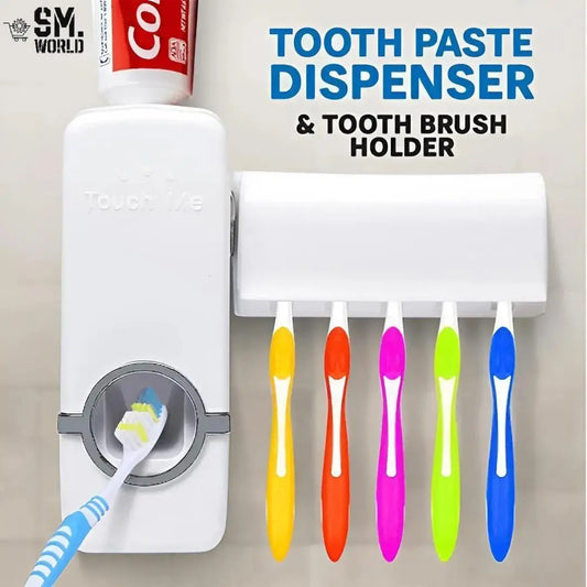 Automatic Toothpaste Dispenser & Toothbrush Holder Set