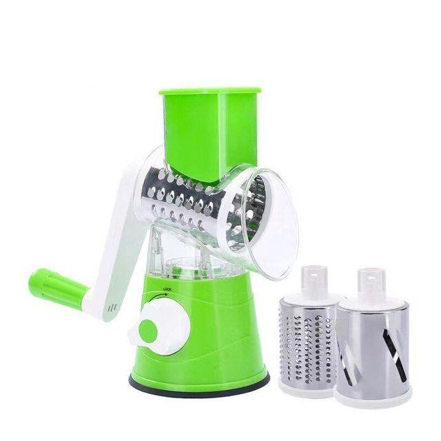 Manual Kitchen Grater with 3 Stainless Steel Blades – Multi-Function Vegetable Slicer